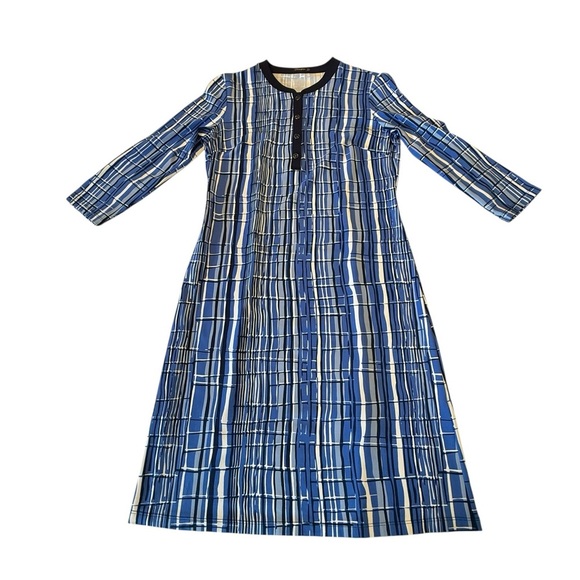 J. McLaughlin Biscayne Dress Nautical Blues Knee Length Catalina Cloth Size M - Picture 2 of 12